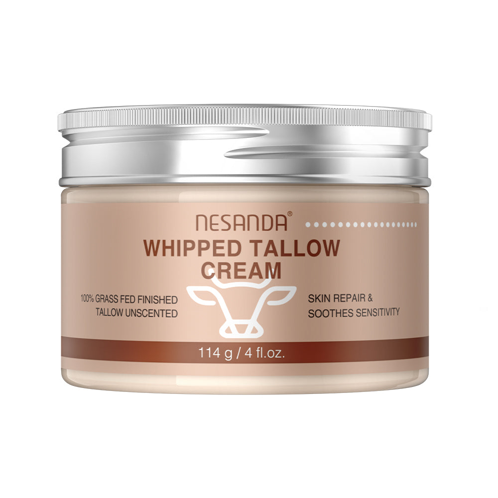 Whipped Tallow Cream – Unscented Grass-Fed Beef Tallow Moisturizer for Face & Body, 114g