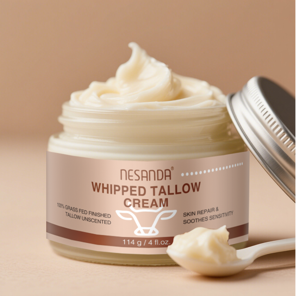 Whipped Tallow Cream – Unscented Grass-Fed Beef Tallow Moisturizer for Face & Body, 114g