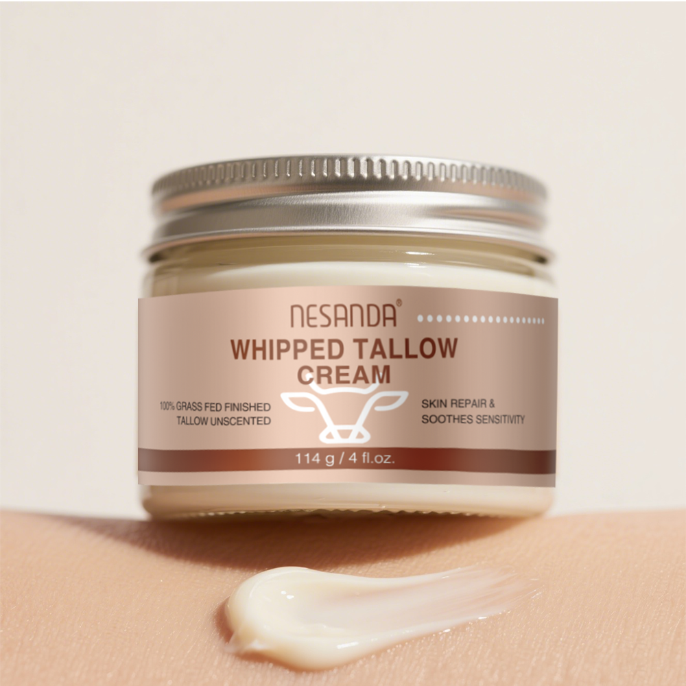 Whipped Tallow Cream – Unscented Grass-Fed Beef Tallow Moisturizer for Face & Body, 114g