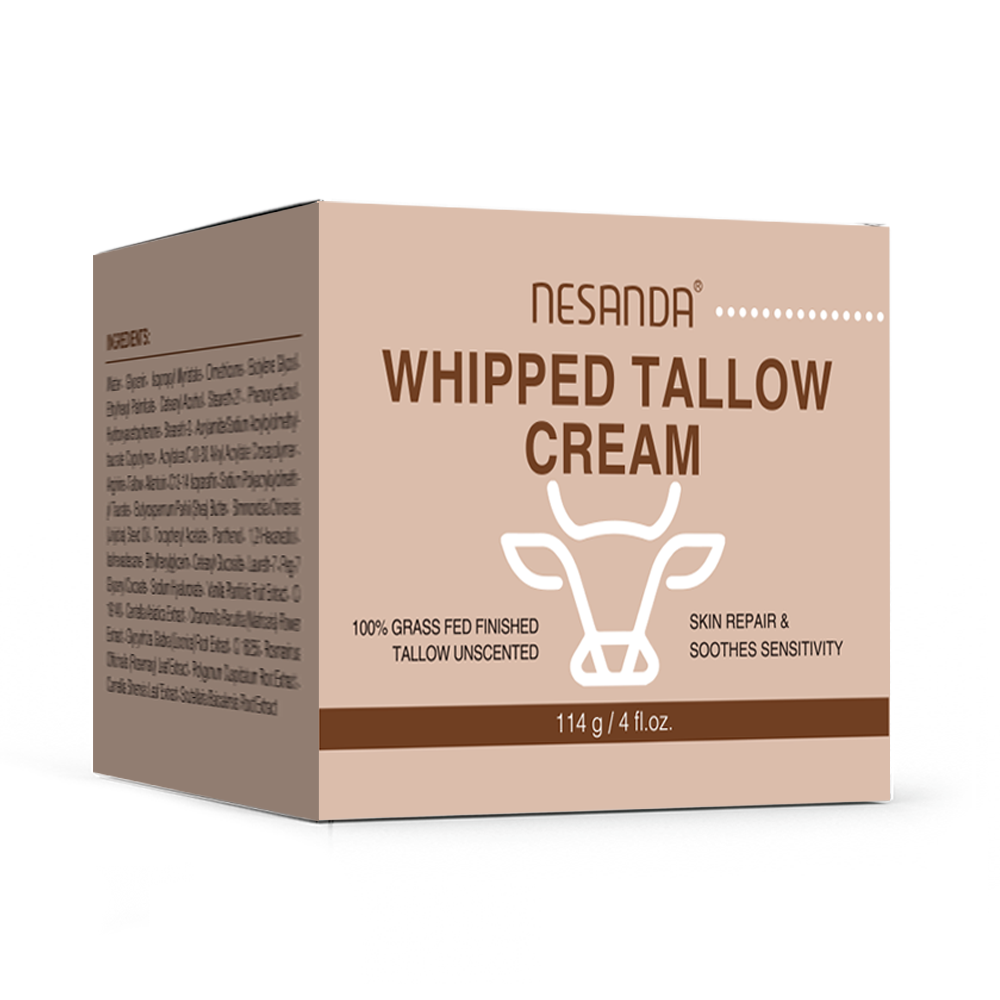 Whipped Tallow Cream – Unscented Grass-Fed Beef Tallow Moisturizer for Face & Body, 114g