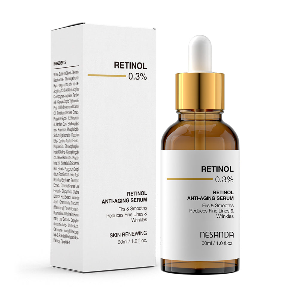 0.3% Retinol Facial Serum with Peptides & Hyaluronic Acid – Smoothing & Hydrating Skin Care