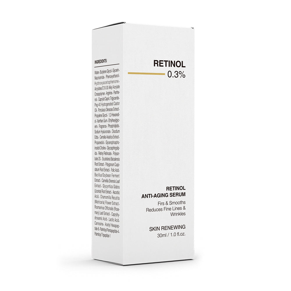 0.3% Retinol Facial Serum with Peptides & Hyaluronic Acid – Smoothing & Hydrating Skin Care