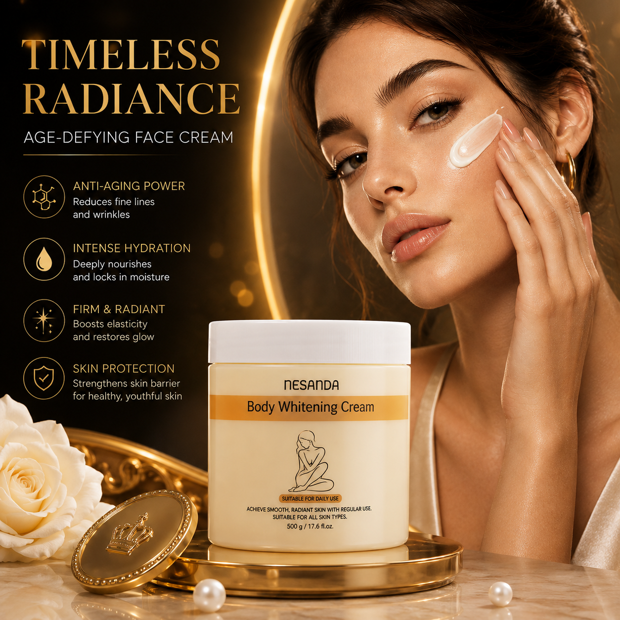 Body Radiance & Smoothing Cream – Daily Moisturizing Body Cream for Soft, Smooth & Radiant-Looking Skin, 500g