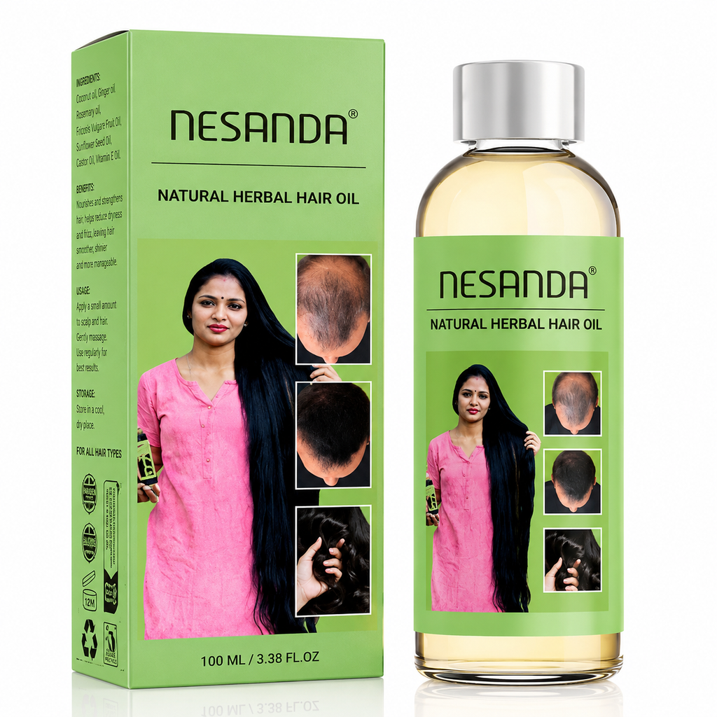 Natural Herbal Hair Oil – Nourishing Hair & Scalp Care with Rosemary, Ginger & Coconut Oil