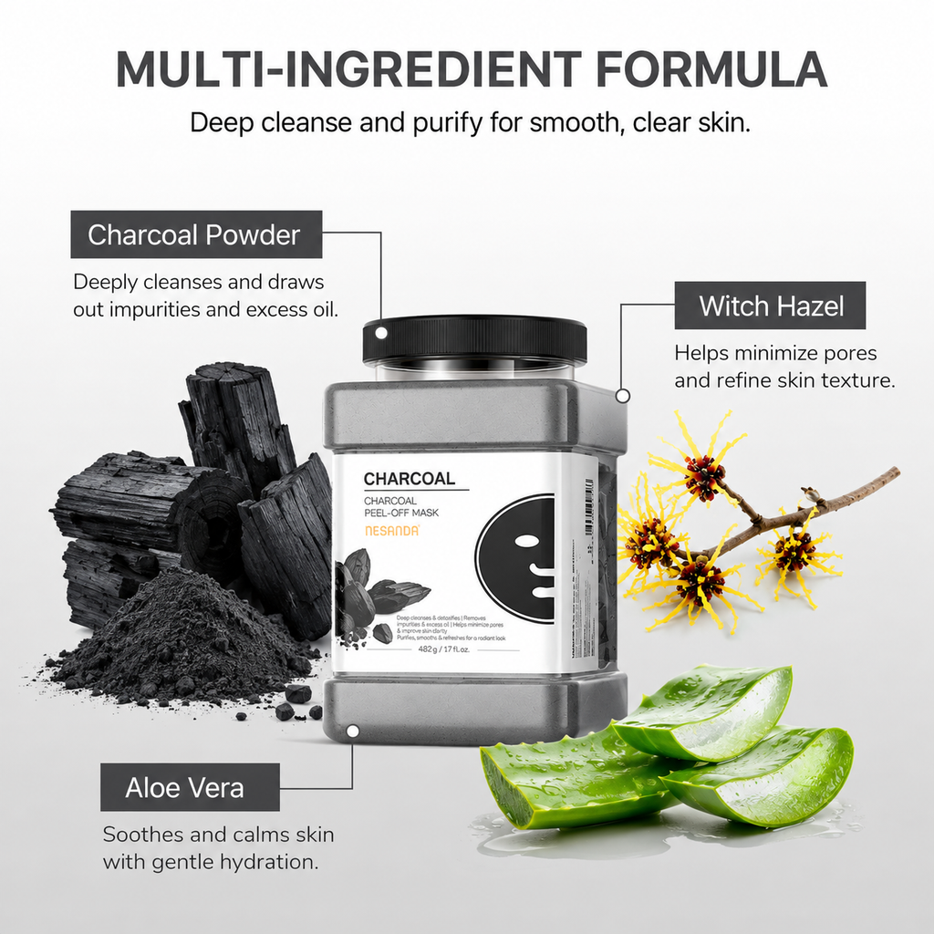 Charcoal Peel-Off Face Mask with Charcoal Powder – Facial Cleansing Mask