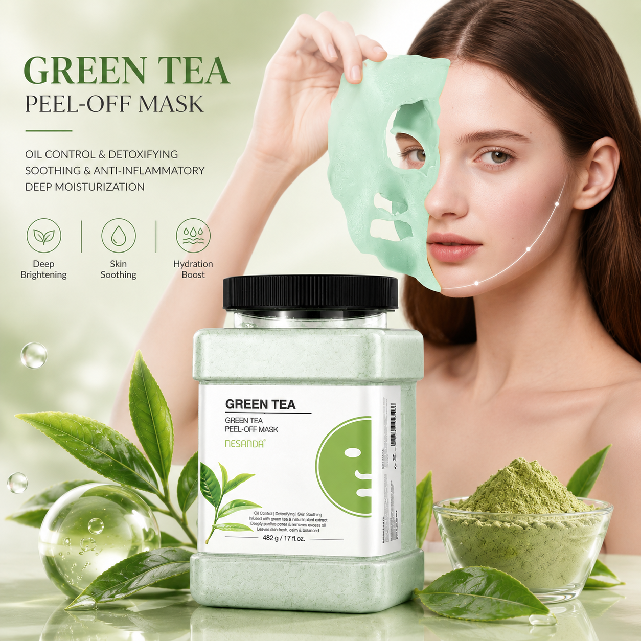 Green Tea Peel-Off Face Mask – Refreshing & Hydrating Facial Mask