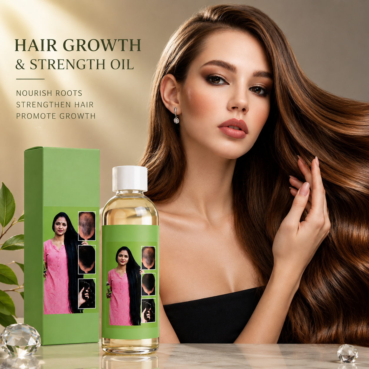 Natural Herbal Hair Oil – Nourishing Hair & Scalp Care with Rosemary, Ginger & Coconut Oil