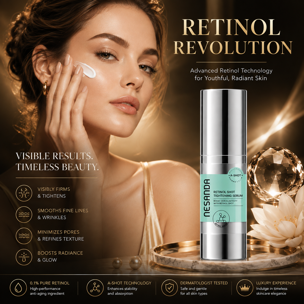0.1% Retinol Serum – Smoothing & Firming Facial Serum for Refined-Looking Skin