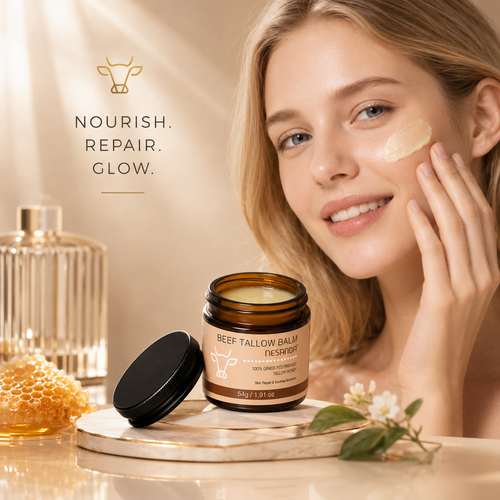 Beef Tallow Balm – Moisturizing Face & Body Balm with Grass-Fed Beef Tallow, Shea Butter & Beeswax, 54g